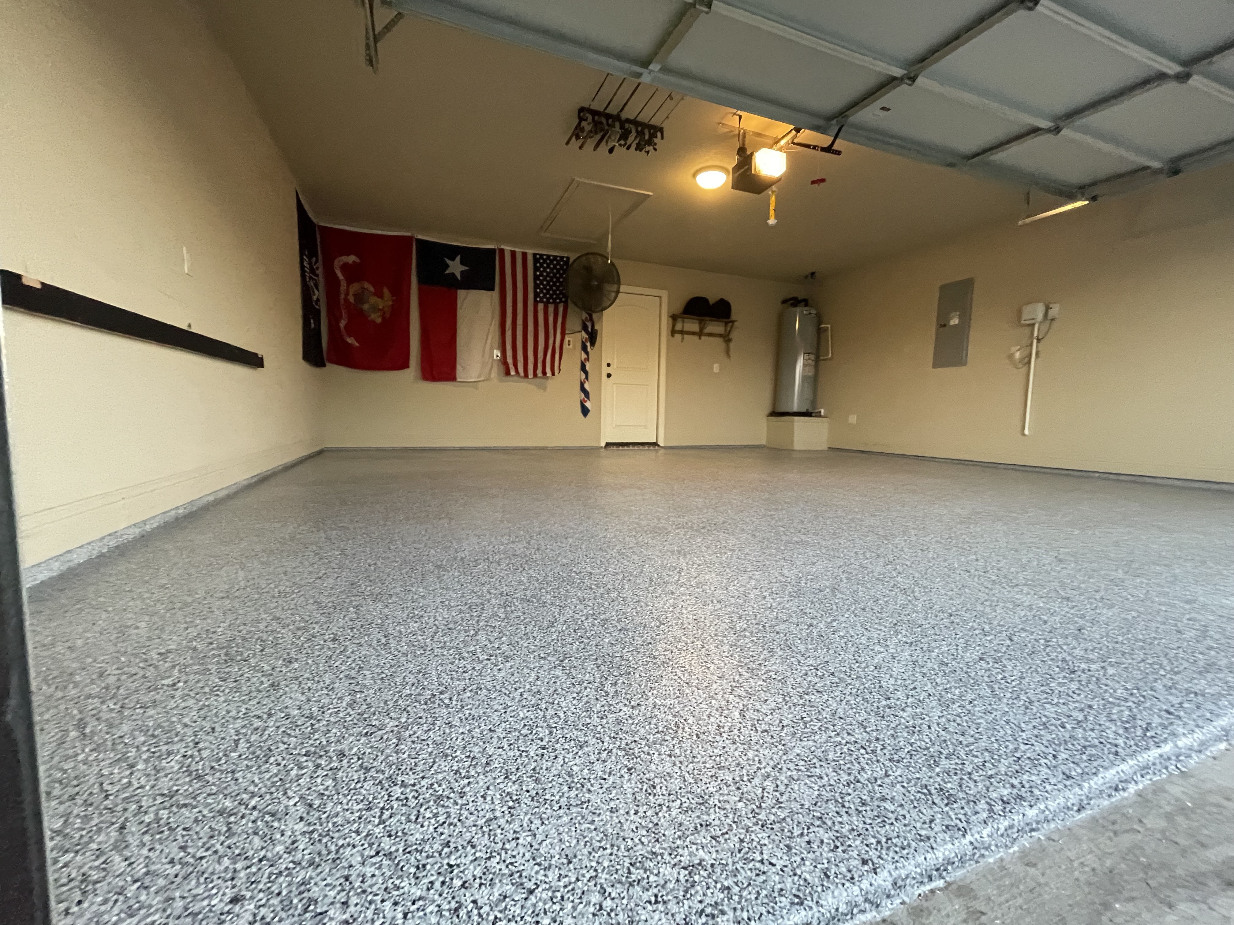 Garage Flake with Texas Flags